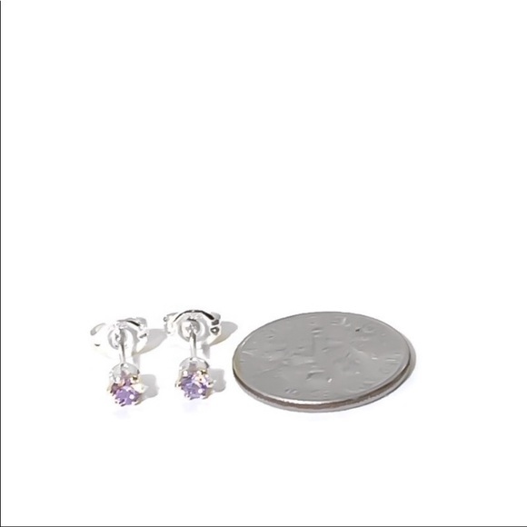 🌻Handmade Sterling Silver Lavender CZ Ear Studs🌻 - Picture 6 of 7
